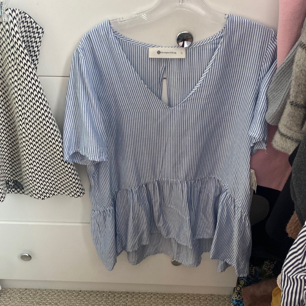 Blue and white striped shirt